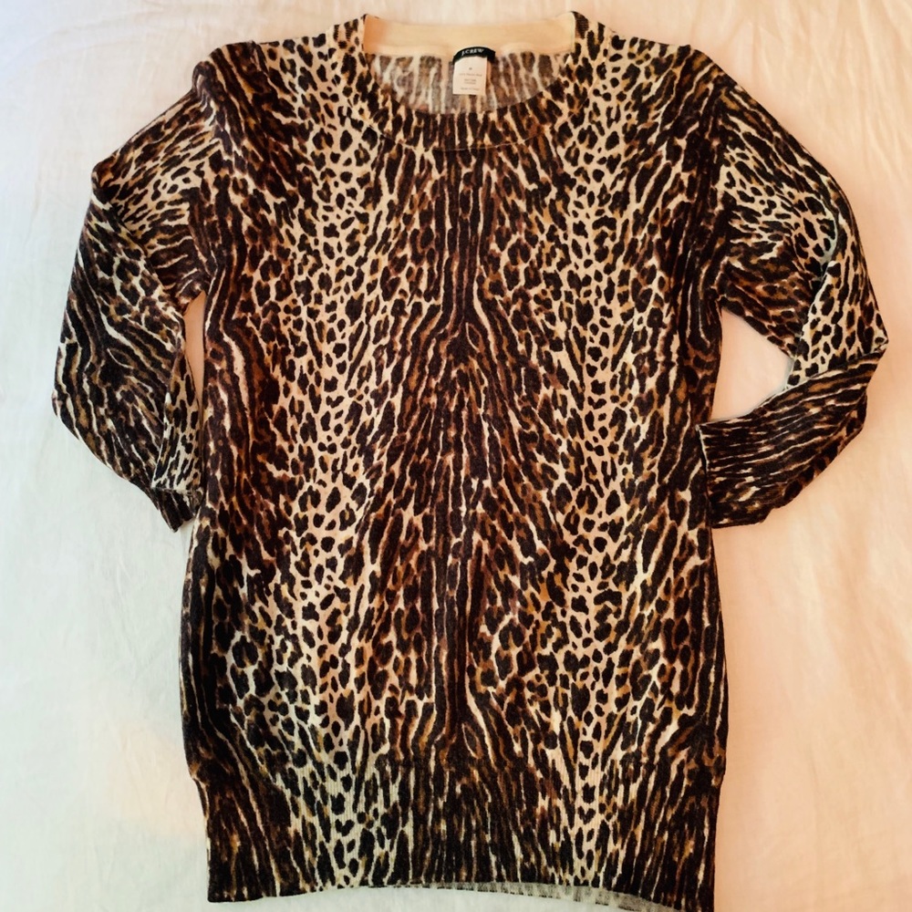 J Crew leopard short sleeve sweater shirt